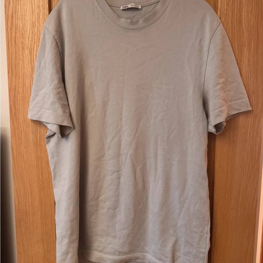 Zara Gray Short Sleeve Tee Classic Crew Neck
